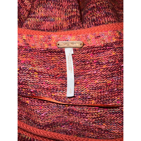 FREE PEOPLE Sweater Size L Colorful Boxy Bohemian BOHO Oversized Fringe Tunic - Picture 6 of 6